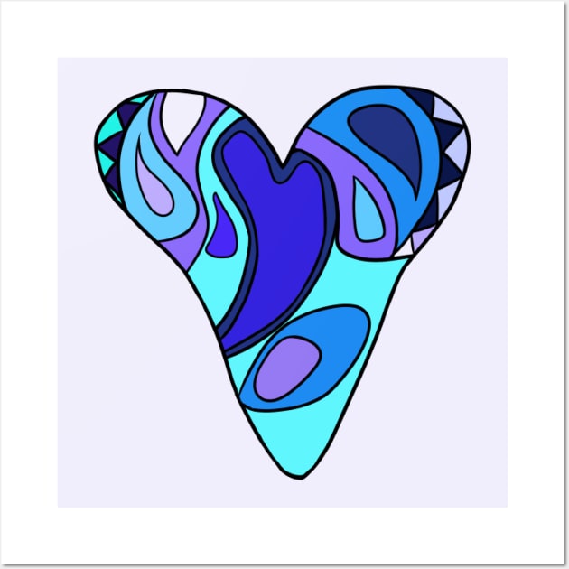 Long Blue Heart Wall Art by VazMas Design